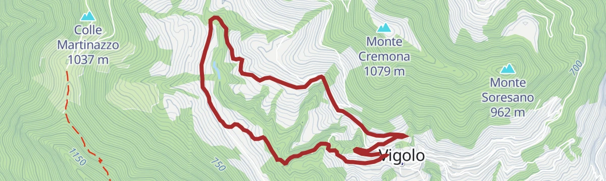 Route map: Pink route in Vigolo